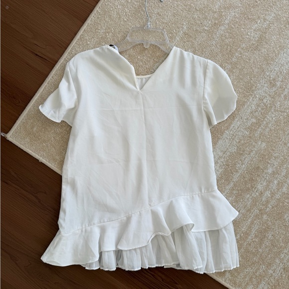 Zara White Ruffled Blouse - Picture 3 of 3